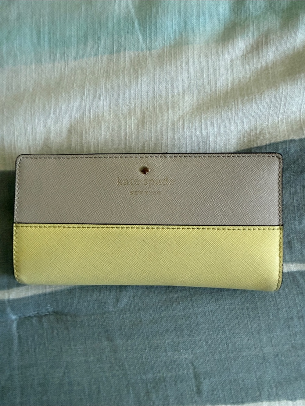 kate spade Two-Tone Yellow and Gray Continental Wallet